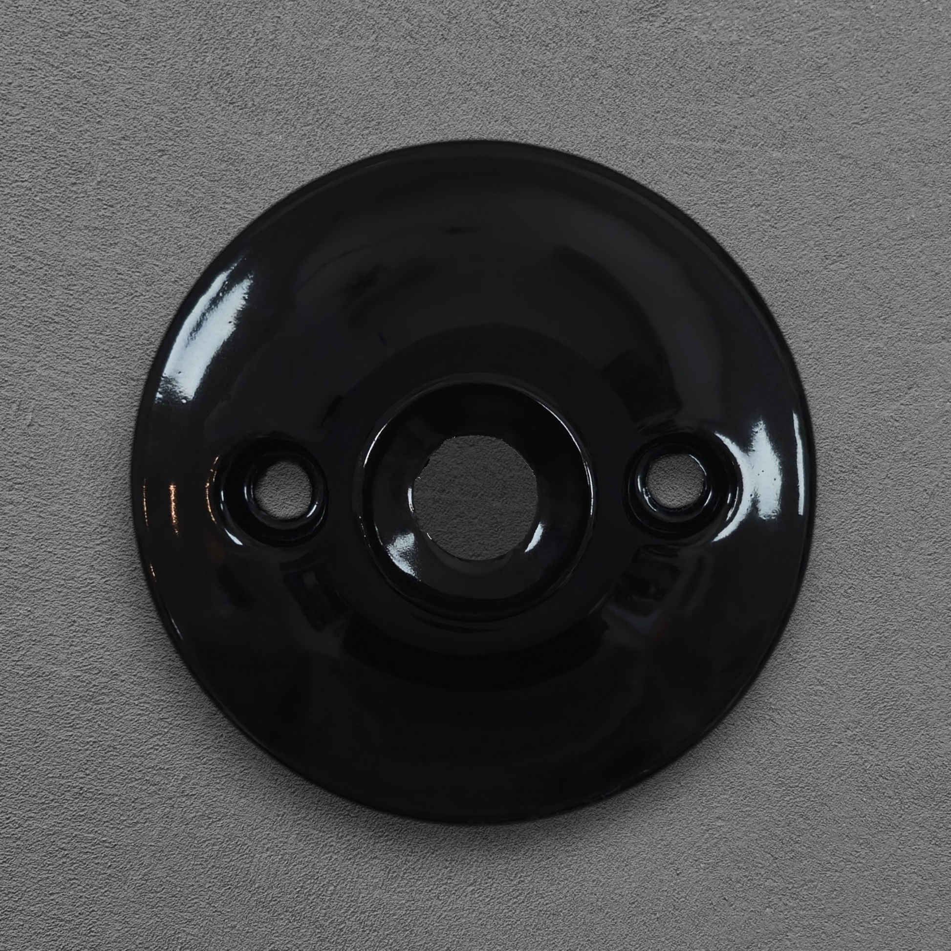 black porcelain cone ceiling rose 70x25mm, front
