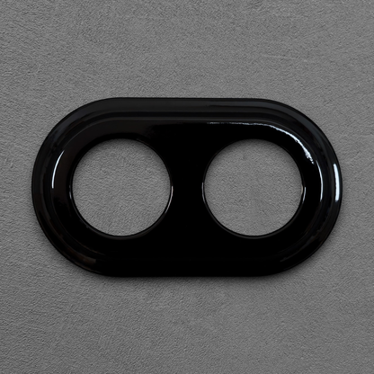 black porcelain double frame, flush-mount, front