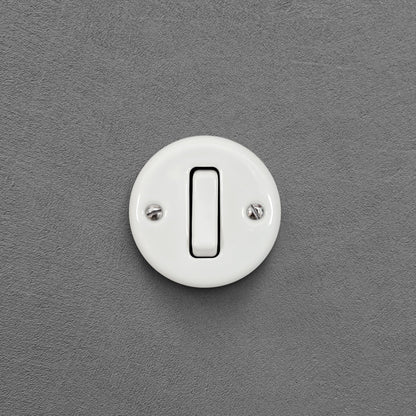 Light Switch Porcelain Loft Retro 1 Gang Two-way Surface-Mounting Vintage Cottage Ceramic White