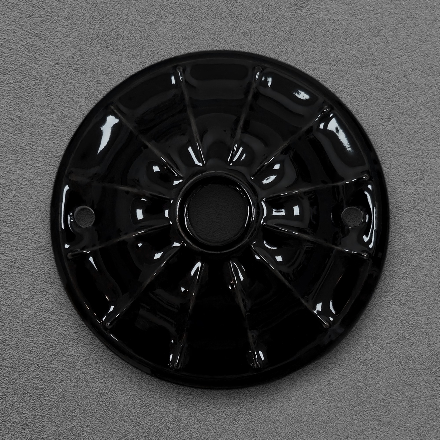 black porcelain lined ceiling rose 70x20mm, front