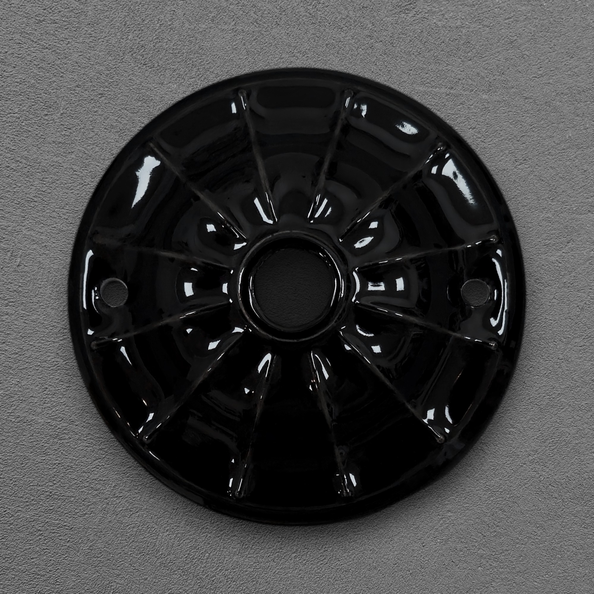 black porcelain lined ceiling rose 70x20mm, front