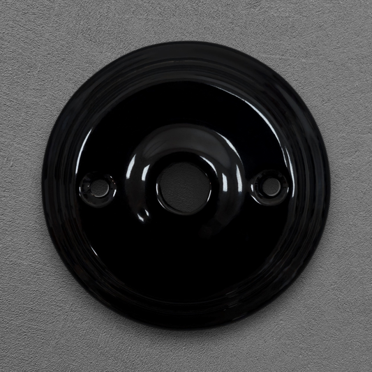 black porcelain flat ceiling rose 70x25mm, front