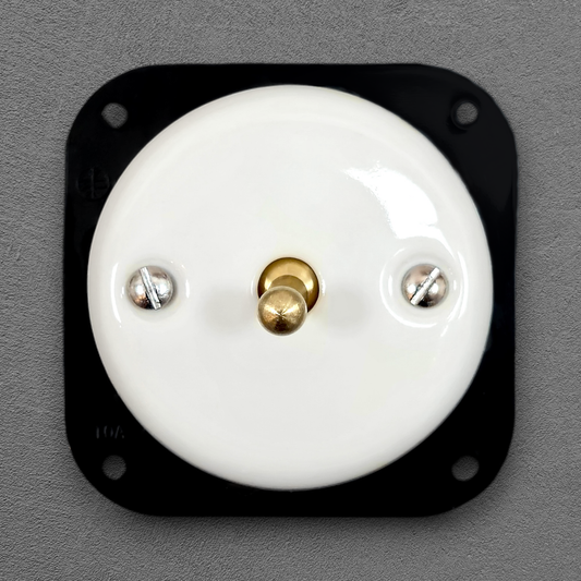 Toggle Light Switch Porcelain Loft Retro Inner Part Toggle Wall Light Switch 1-gang 2-way Flush-Mounting Vintage Cottage Home Decor White