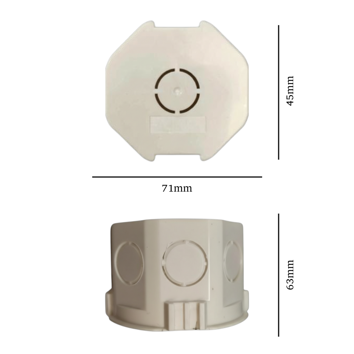 EU Socket and Switch backbox 45mm, measurements