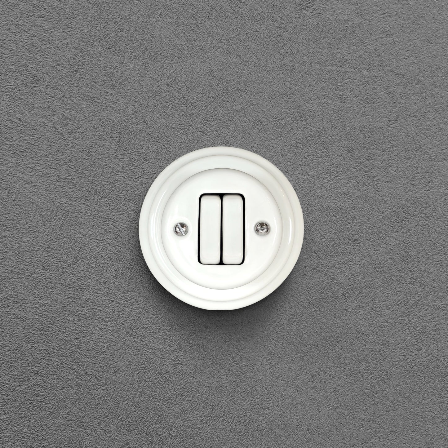 Surface-Mounting 2 Gang Two-Way Light Switch Porcelain Loft Retro Vintage Cottage Ceramic White