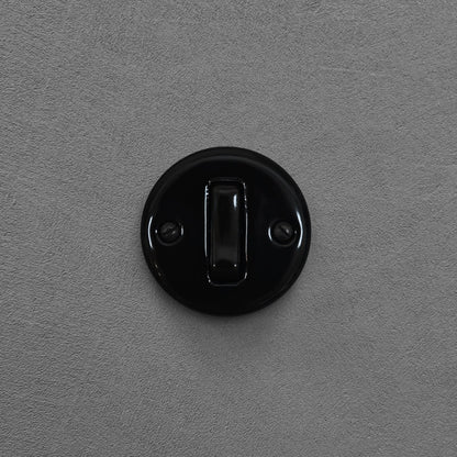 Light Switch Porcelain Loft Retro 1 Gang Two-way Surface-Mounting Vintage Cottage Ceramic Black