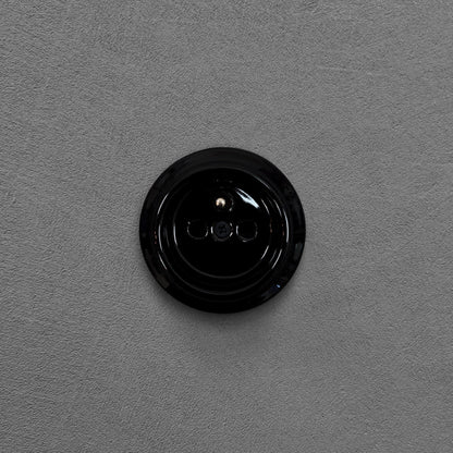 Power Socket Porcelain Loft Retro Electrical French Schuko Surface-Mounting Vintage Cottage Ceramic Black