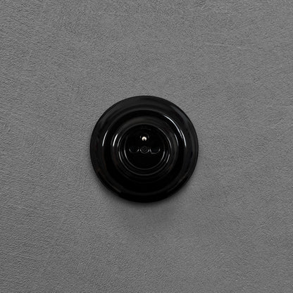 Single black French porcelain socket, flush-mount