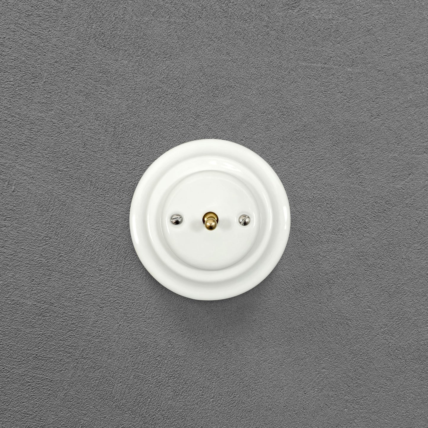 Toggle Light Switch Porcelain Loft Retro Toggle Wall Light Switch Cover 1-gang 2-way Flush Mounted Vintage Cottage Home Ceramic White