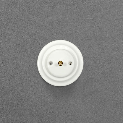 Toggle Light Switch Porcelain Loft Retro Toggle Wall Light Switch Cover 1-gang 2-way Flush Mounted Vintage Cottage Home Ceramic White