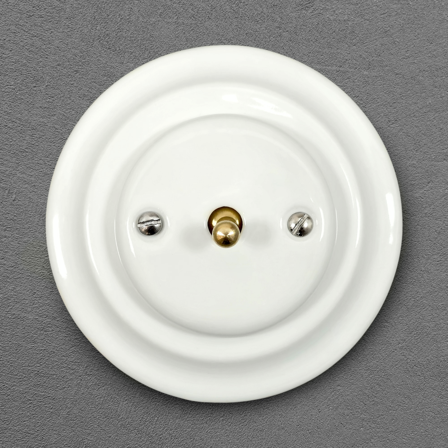 Toggle Light Switch Porcelain Loft Retro Toggle Wall Light Switch Cover 1-gang 2-way Flush Mounted Vintage Cottage Home Ceramic White