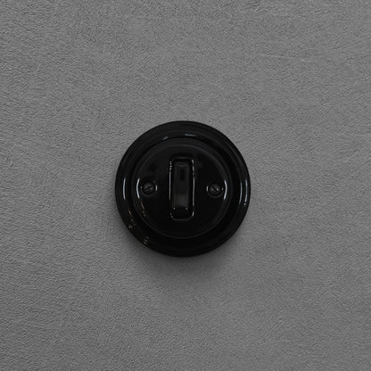 Surface-Mounting 1 Gang Two-Way Light Switch Porcelain Loft Retro Vintage Cottage Ceramic Black