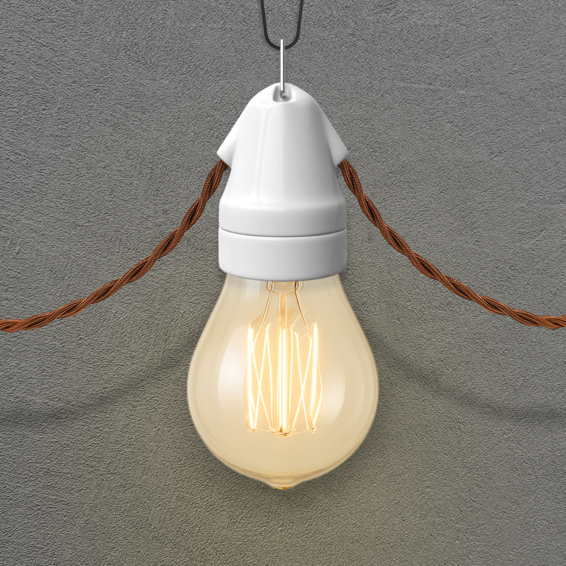 white porcelain hanging E27 lamp holder, 45x70mm