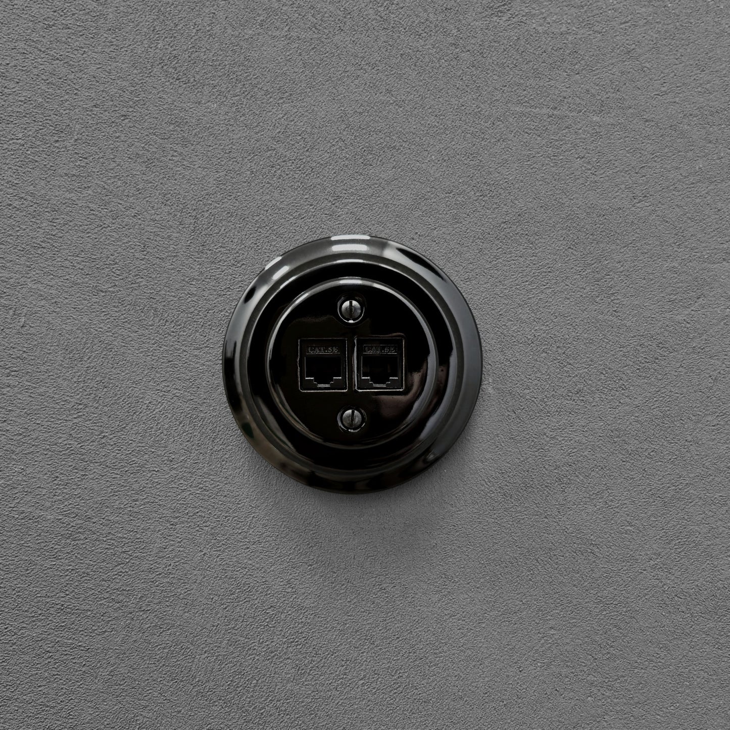 Porcelain Loft Retro Electrical Network CAT.5E Socket RJ45 Flush-Mounting Vintage Cottage Ceramic Black