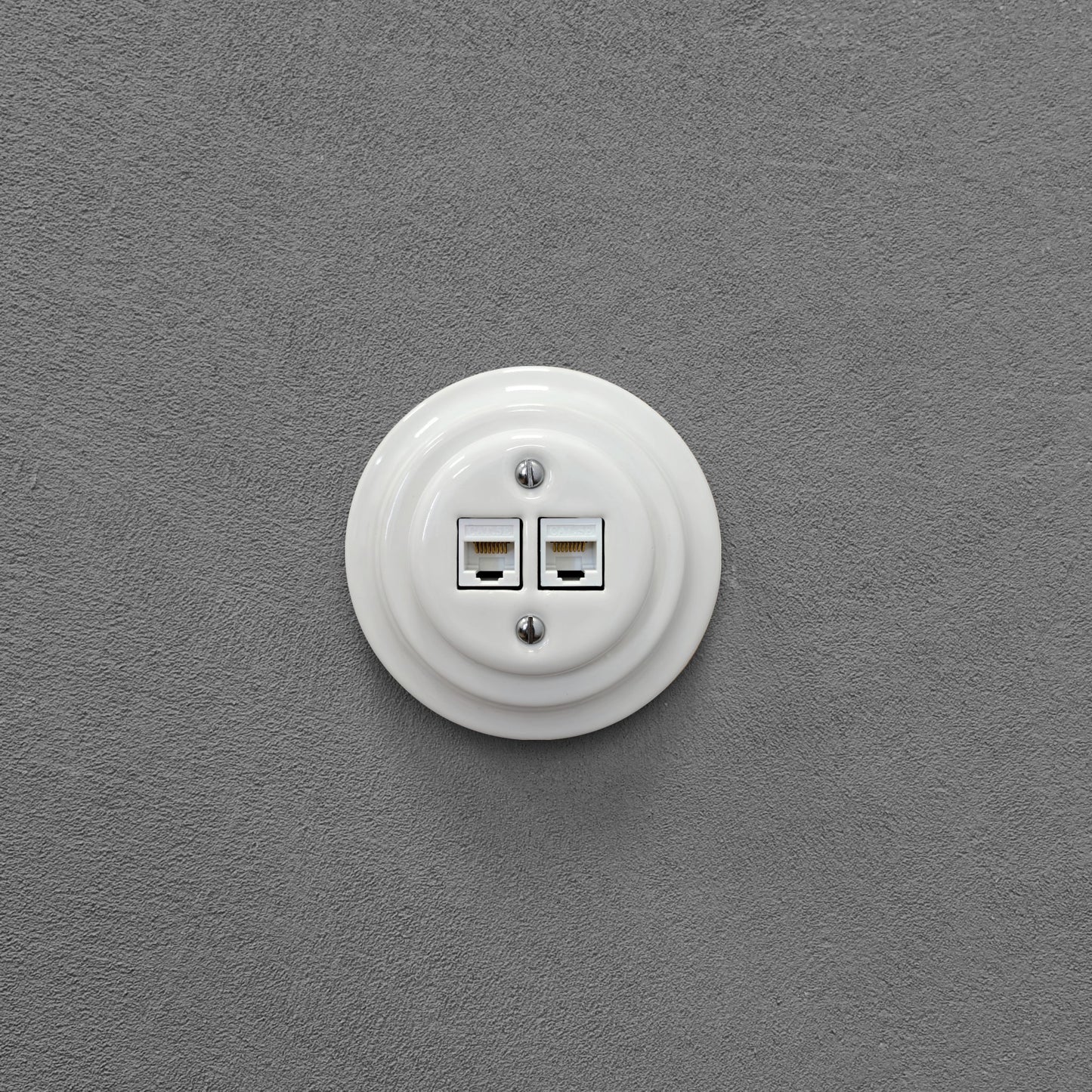Porcelain Loft Retro Electrical Network CAT.5E Socket RJ45 Flush-Mounting Vintage Cottage Ceramic White