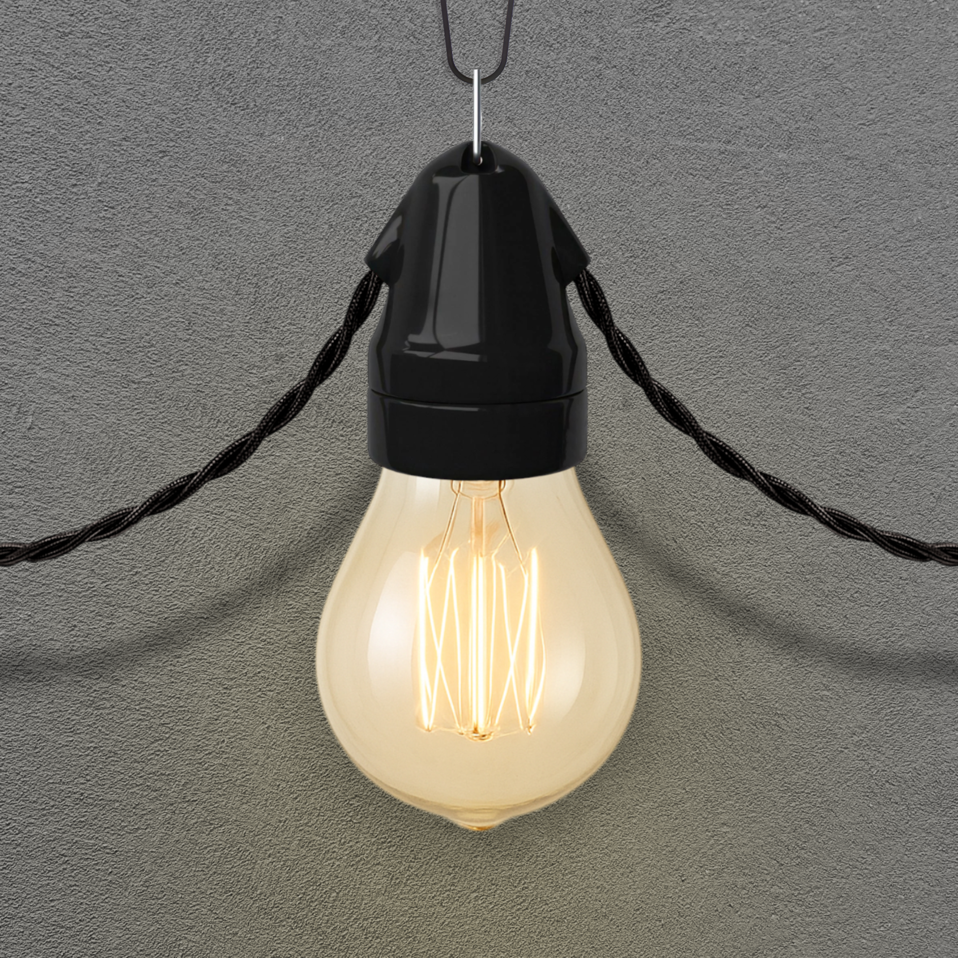 black porcelain hanging E27 lamp holder, 45x70mm