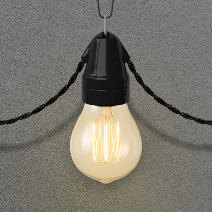 black porcelain hanging E27 lamp holder, 45x70mm