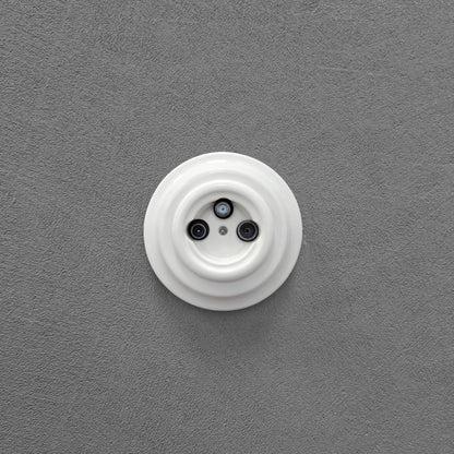 Porcelain Loft Retro Electrical TV/SAT Socket Flush-Mounting Vintage Cottage Ceramic White