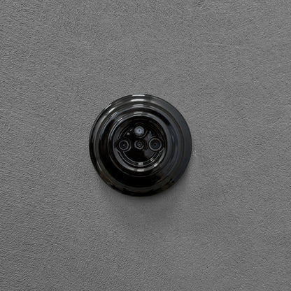 Porcelain Loft Retro Electrical TV/SAT Socket Flush-Mounting Vintage Cottage Ceramic Black
