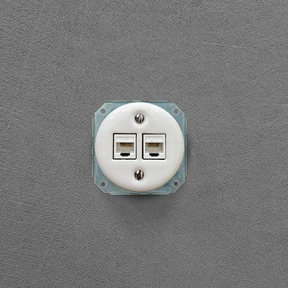 Porcelain Loft Retro Connection Inner Part Electrical Network Socket RJ45 Flush-Mounting Vintage Cottage Ceramic White