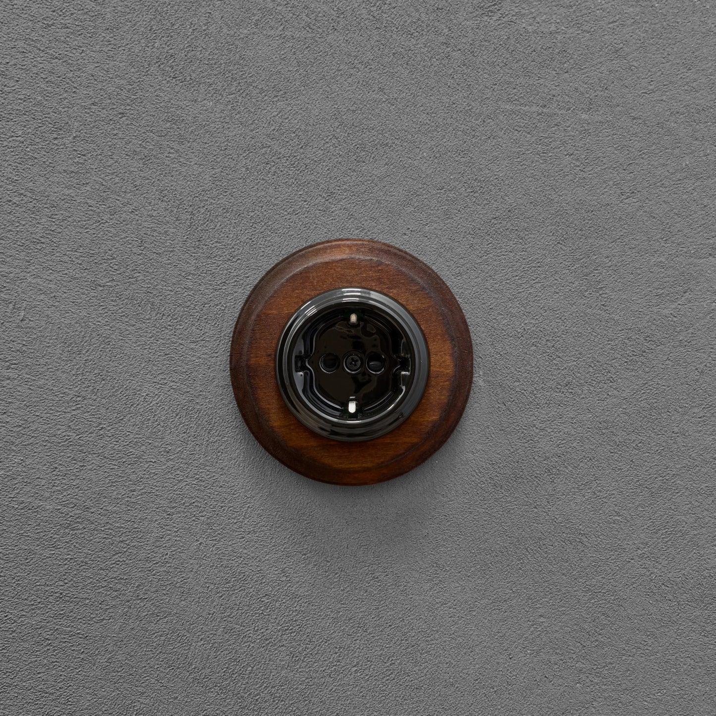 Wooden German Power Socket Porcelain Loft Retro Electrical Flush-Mounting Vintage Cottage Ceramic Brown With Black