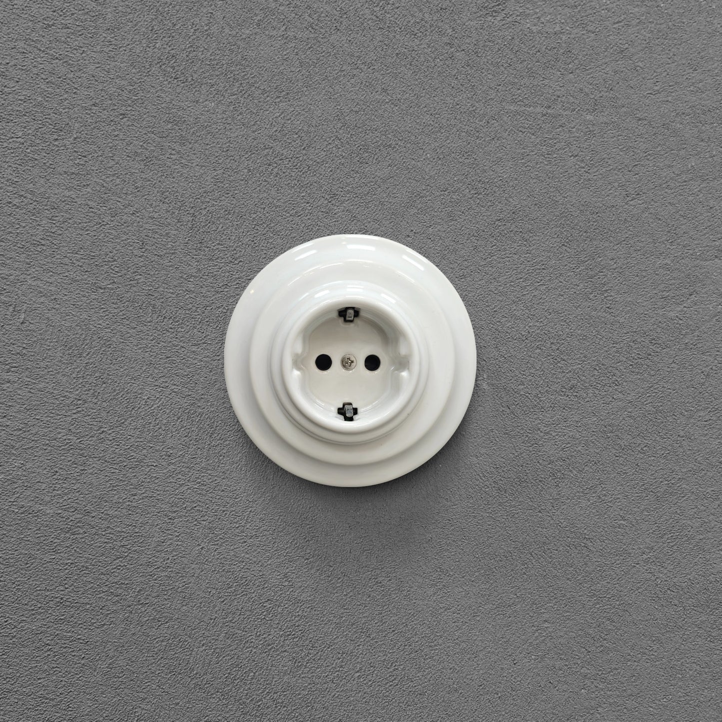Power Sockets Porcelain German Schuko Loft Retro Electrical Flush-Mounting Vintage Cottage Ceramic White