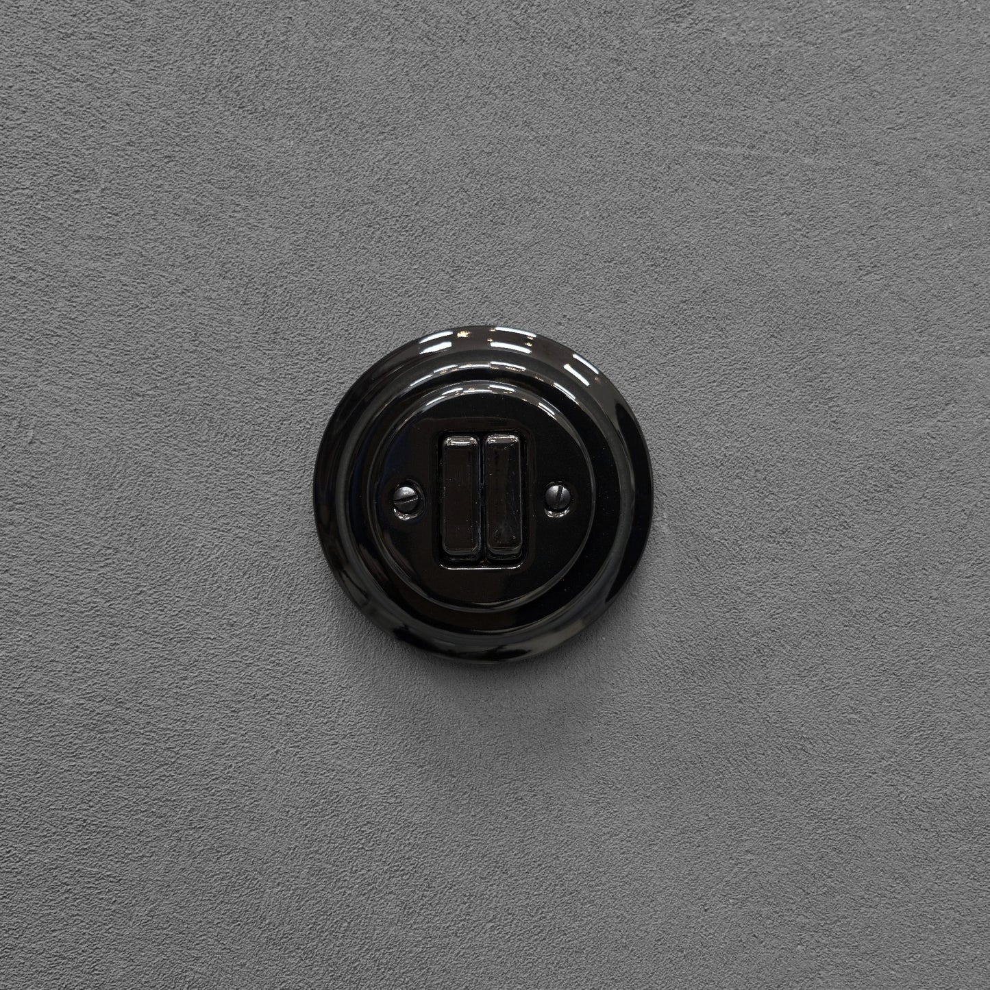 Light Switch Porcelain Loft Retro 2-gang Two-way Flush-Mounting Vintage Cottage Ceramic Black