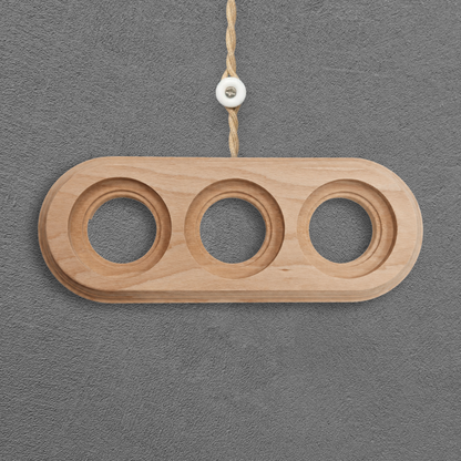 Surface Mount Socket and Switch Triple Frame in Light Brown