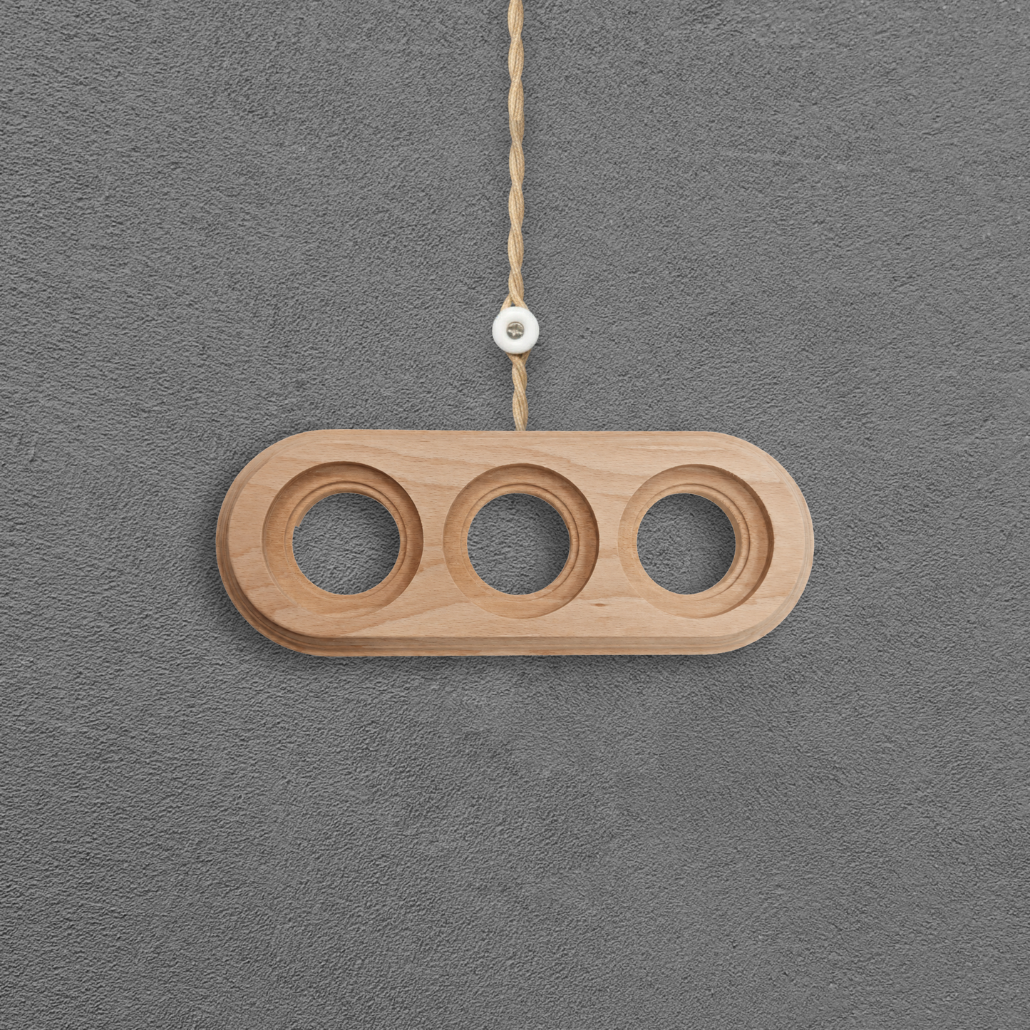 Surface Mount Socket and Switch Triple Frame in Light Brown