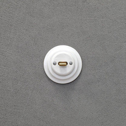 Porcelain Toggle Light Switch – Retro Loft Style | Vintage Design, Flush-Mounted, Intermediate / Crossing Switch White Ceramic