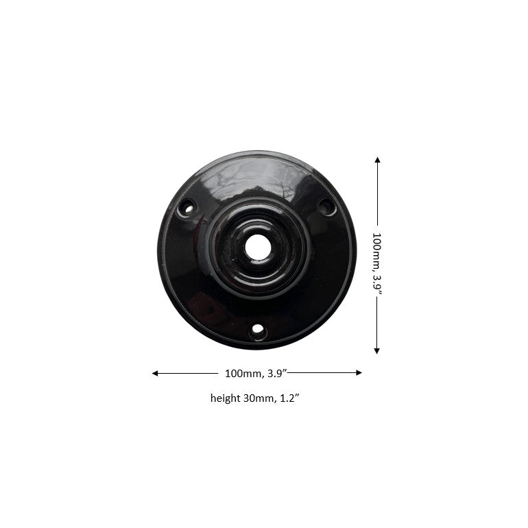 Ceiling Rose Big Cone Shape Porcelain Surface Mounting Vintage Loft Retro Cottage Ceramic Black