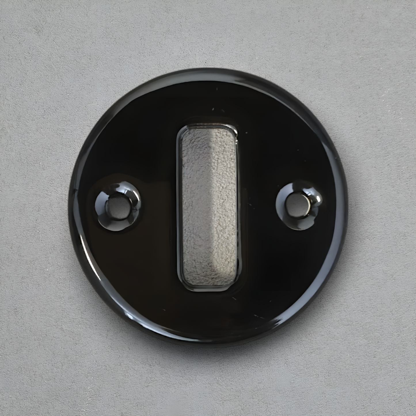 Retro style Black Ceramic Frame Replacement Part Flushed-Mounted Push Button Switch-Single Loft Vintage Cottage