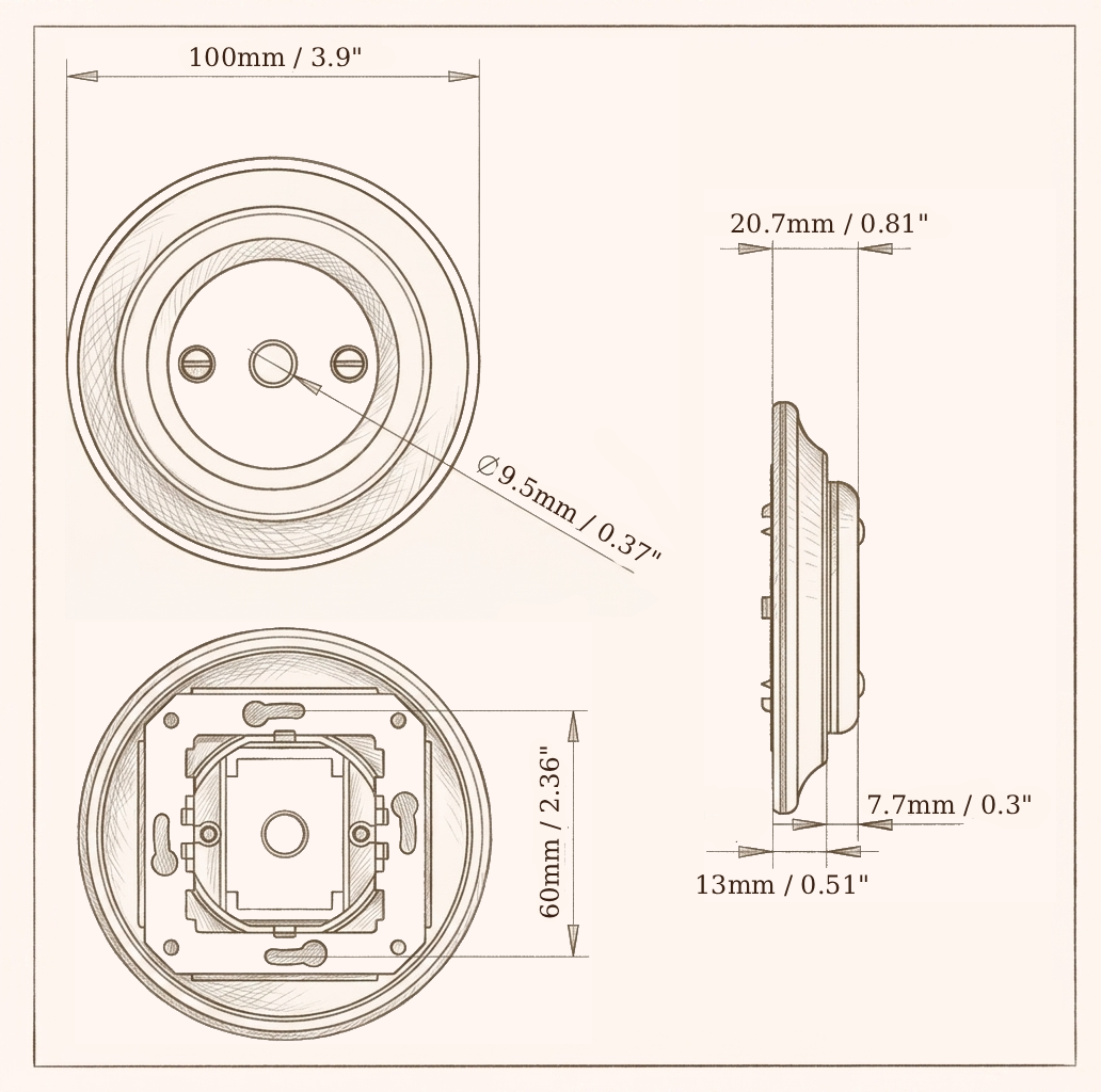 Flush Mount Cable Aperture – White Porcelain
