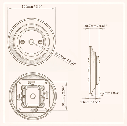 Flush Mount Cable Aperture – White Porcelain