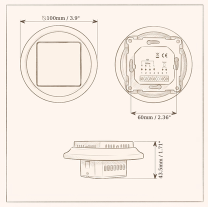 Flush Mount Digital Heating Thermostat – White Porcelain