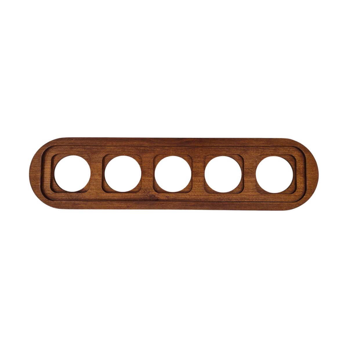 Flush Mount Socket and Switch Fivefold Frame in Dark Wood