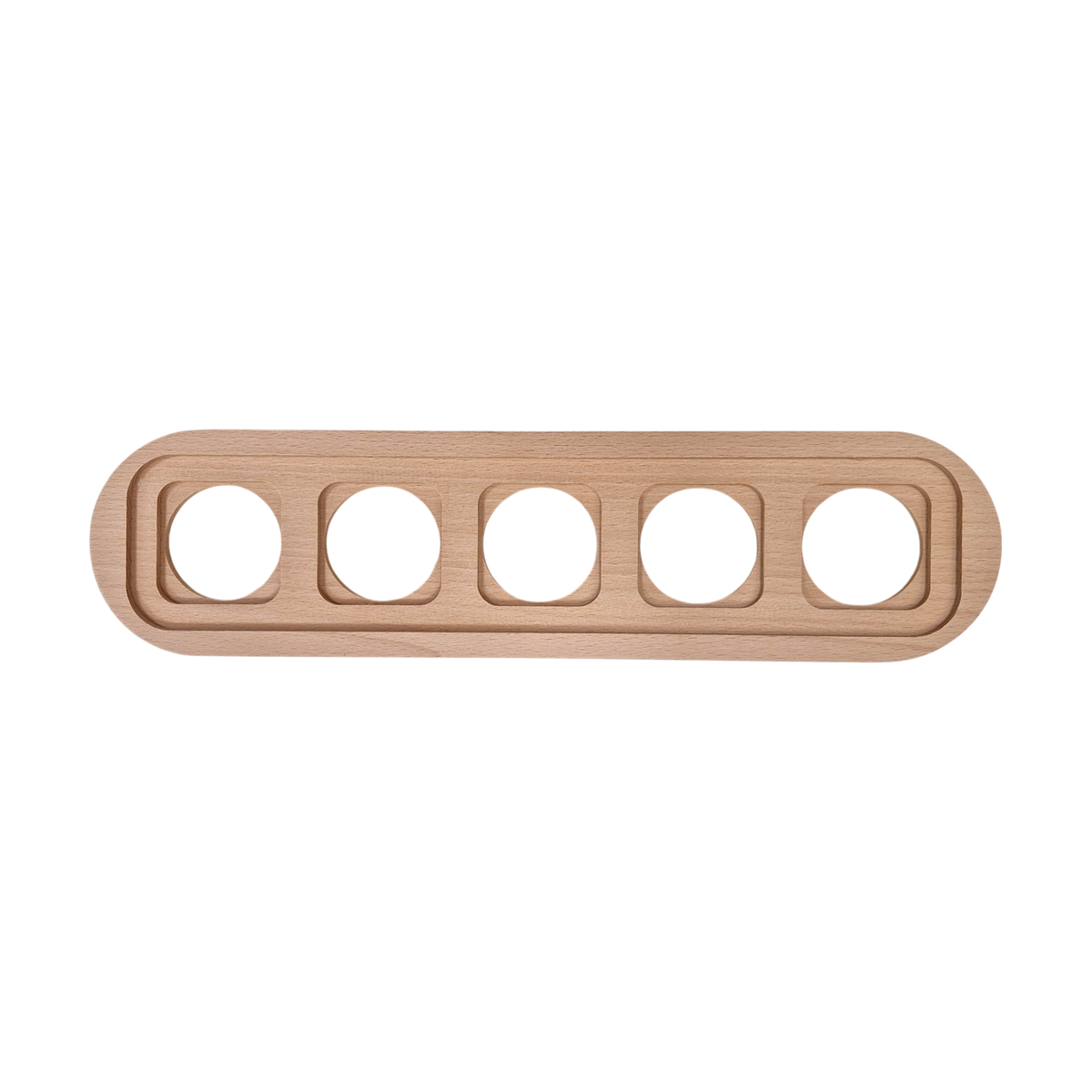 Flush Mount Socket and Switch Fivefold Frame in Light Wood