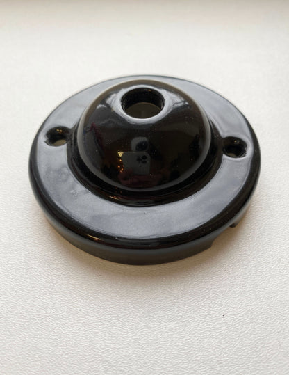 Ceiling Rose Dome Shape Porcelain Surface Mounting Vintage Loft Retro Cottage Ceramic Black
