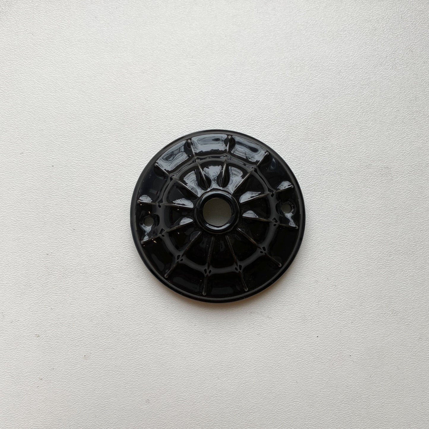 Ceiling Rose Lined Design Porcelain Surface Mounting Vintage Loft Retro Cottage Ceramic Black