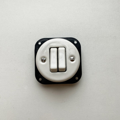 Light Switch Porcelain Loft Retro 2-gang Connection Inner Part Two-way Flush-Mounting Vintage Cottage Ceramic White