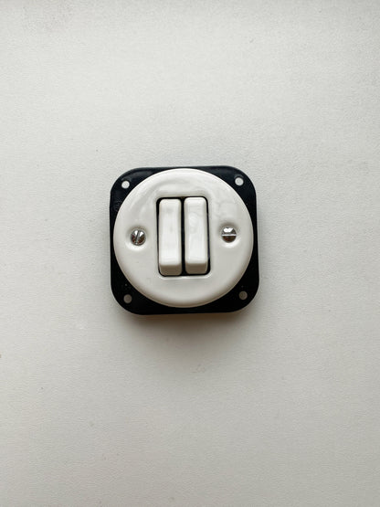 Light Switch Porcelain Loft Retro 2-gang Connection Inner Part Two-way Flush-Mounting Vintage Cottage Ceramic White