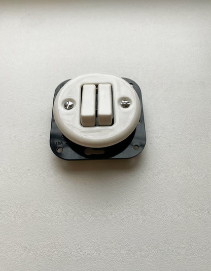 Light Switch Porcelain Loft Retro 2-gang Connection Inner Part Two-way Flush-Mounting Vintage Cottage Ceramic White