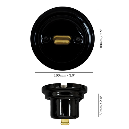 Toggle Wall Light Switch Porcelain Cover 1 Crossing / Intermediate Switch Surface Mounted Loft Retro Vintage Cottage Ceramic Black