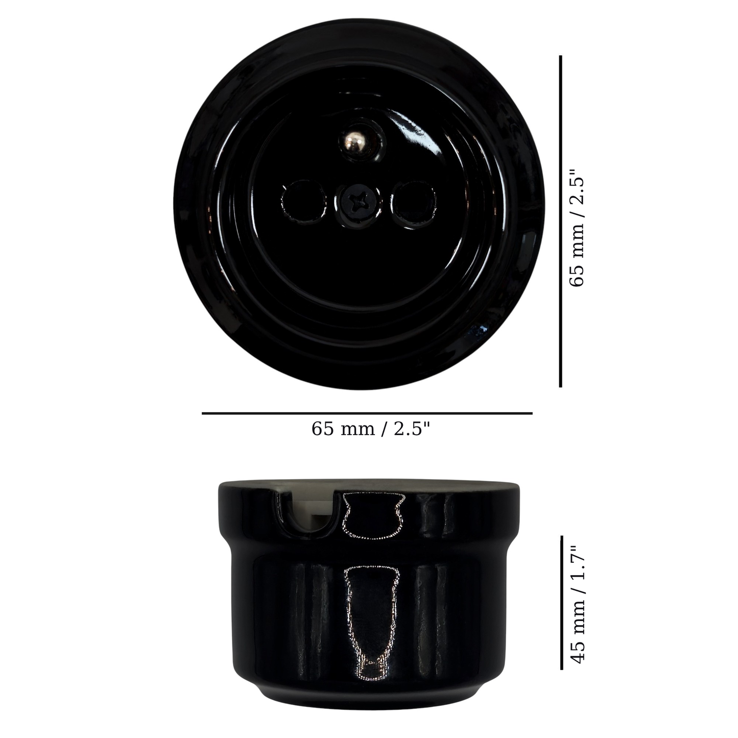 Power Socket Porcelain Loft Retro Electrical French Schuko Surface-Mounting Vintage Cottage Ceramic Black