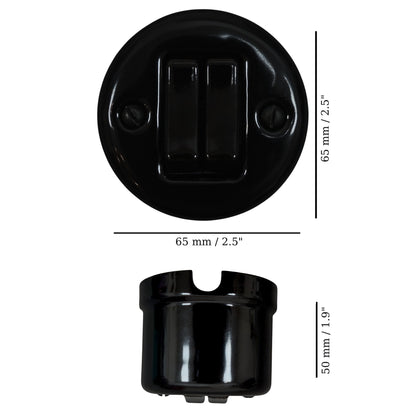 Light Switch Porcelain Loft Retro 2 Gang Two-way Surface-Mounting Vintage Cottage Ceramic Black