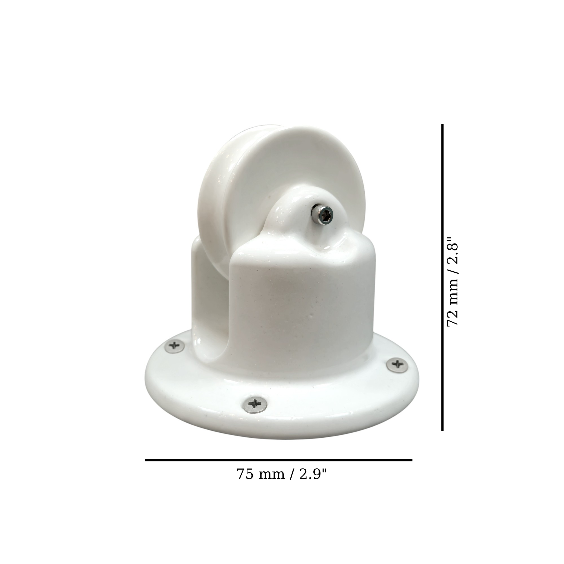 white porcelain pulley light fixture, surface-mount, measurements