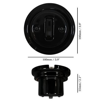 Surface-Mounting 1 Gang Two-Way Light Switch Porcelain Loft Retro Vintage Cottage Ceramic Black