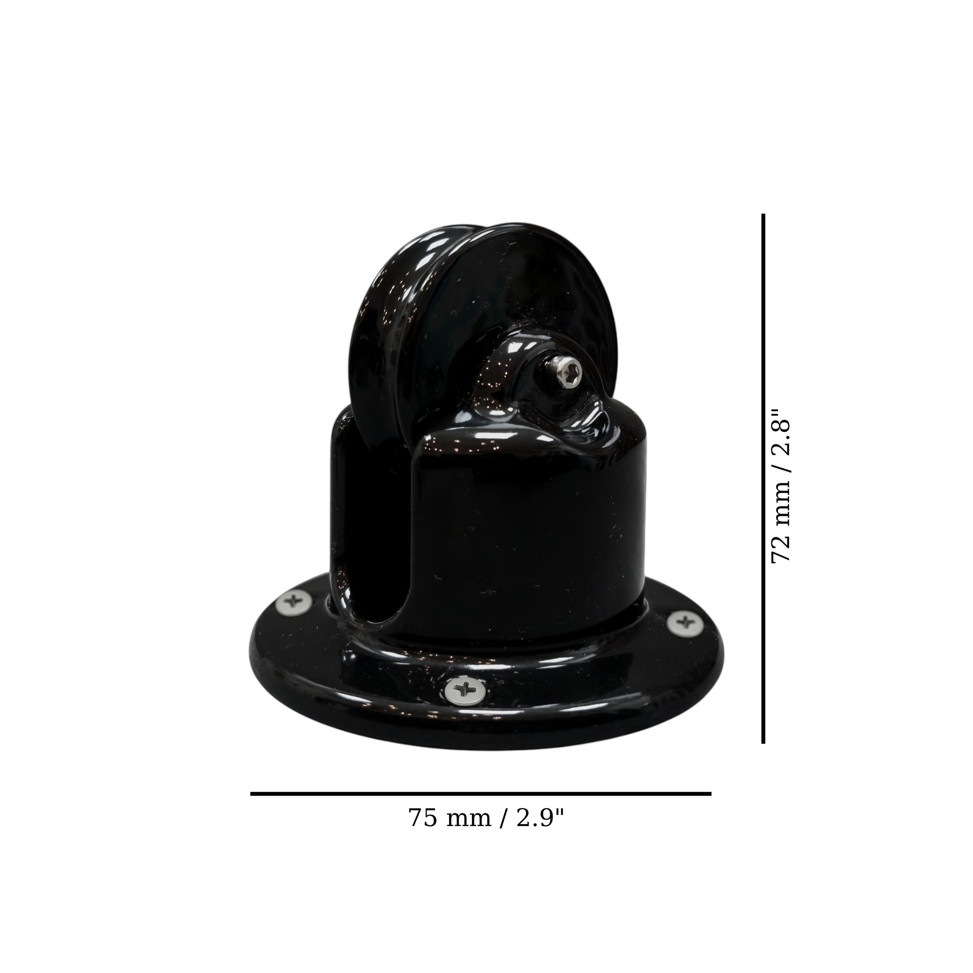 black porcelain pulley light fixture, surface-mount, measurements