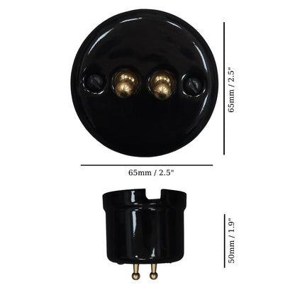black porcelain 2gang2way toggle switch insert, surface-mount, measurements