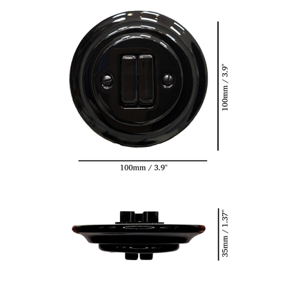 Light Switch Porcelain Loft Retro 2-gang Two-way Flush-Mounting Vintage Cottage Ceramic Black